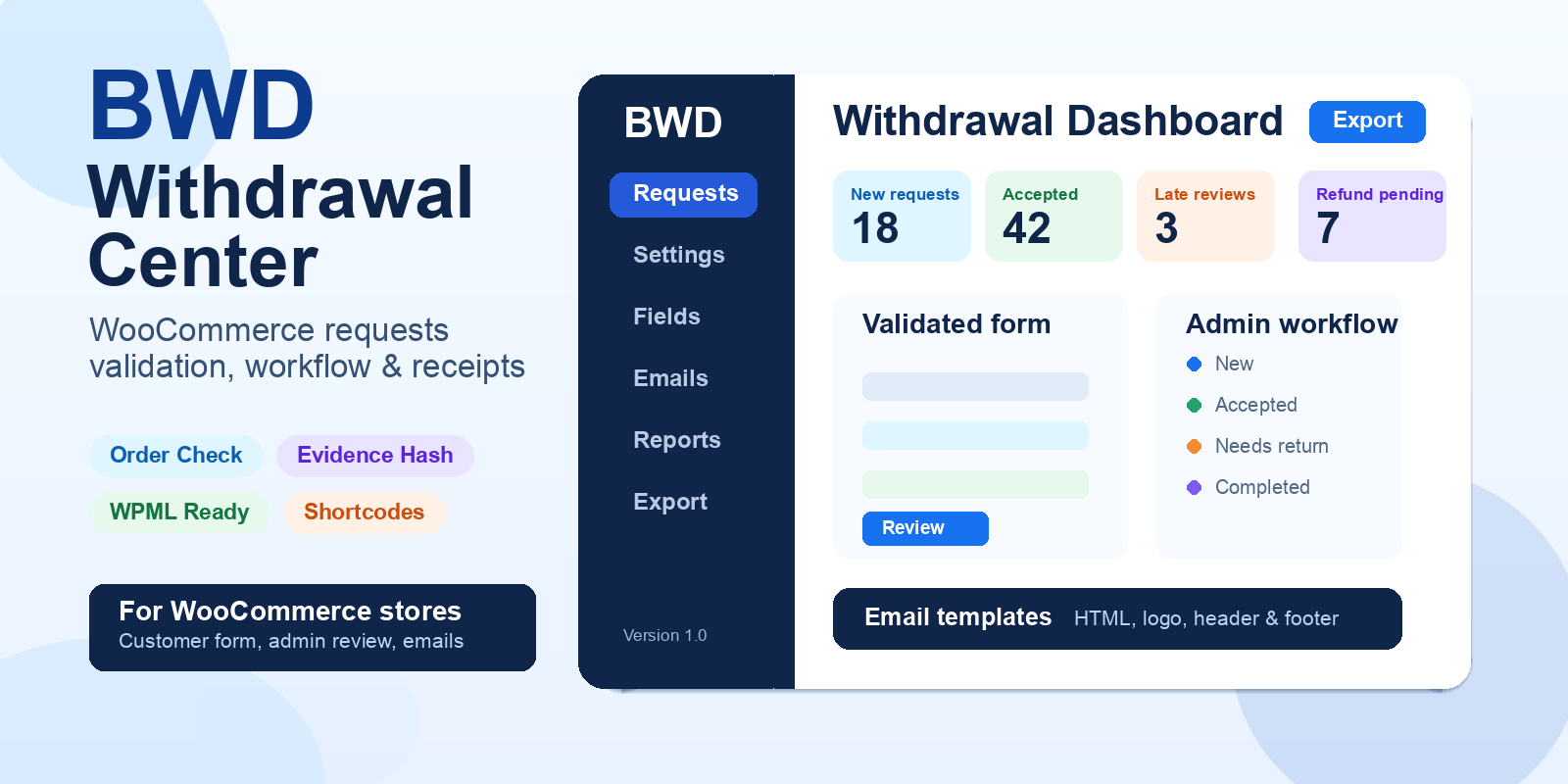BWD WooCommerce Withdrawal plugin preview